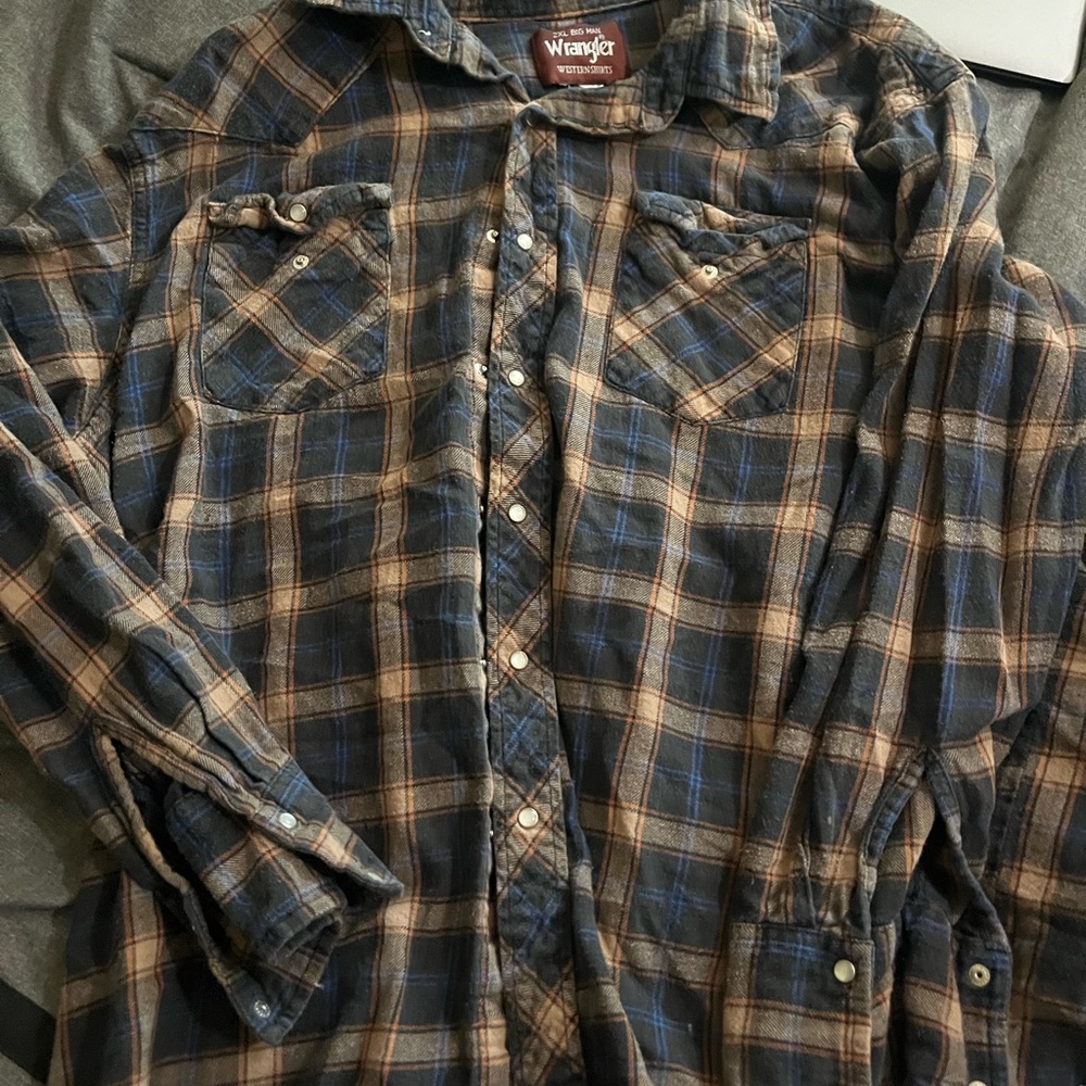 Wrangler Western Plaid Shirt - Blue and Brown